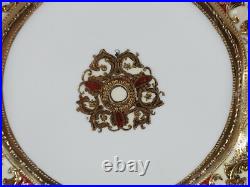 Nippon Hand Painted Raised & Beaded Gold Floral Scrollwork & Cranberry Plate C Nippon Hand Painted Raised & Beaded Gold Floral Scrollwork & Cranberry Plate C