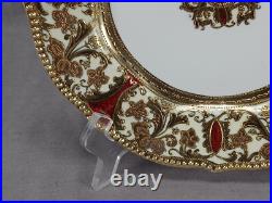 Nippon Hand Painted Raised & Beaded Gold Floral Scrollwork & Cranberry Plate C Nippon Hand Painted Raised & Beaded Gold Floral Scrollwork & Cranberry Plate C