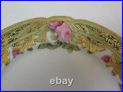 Nippon Porcelain 7.5 Gilded Berry Bowl & 8.75 Matched Plate, Roses