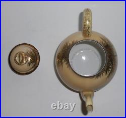 Nishida Japan Porcelain China 22k Yellow Black Bamboo Teapot withLid