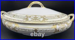 Noritake 37532 Hand Painted Gilded Oval Covered Vegetable Bowl