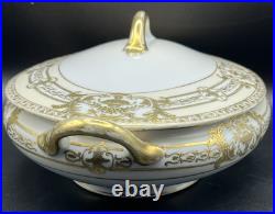 Noritake 37532 Hand Painted Gilded Oval Covered Vegetable Bowl