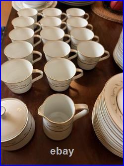 Noritake 6670 Porcelain China White Gold Floral 60's Dinner Set