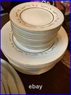 Noritake 6670 Porcelain China White Gold Floral 60's Dinner Set