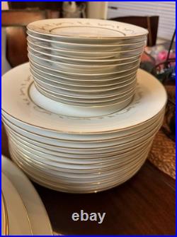 Noritake 6670 Porcelain China White Gold Floral 60's Dinner Set