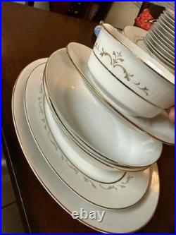 Noritake 6670 Porcelain China White Gold Floral 60's Dinner Set