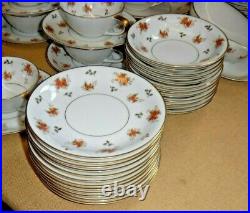 Noritake China Japan Porcelain Dinner Set 5241 Rust & Brown Flowers Gold Leaves