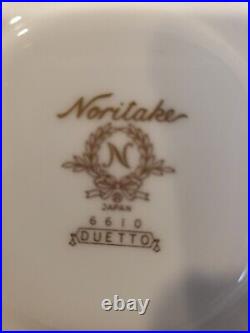 Noritake Duetto 6610 Gold Trim White China Dinner Service Scrolls 71 Pcs. Japan