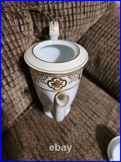 Noritake Gold Demitasse Coffee Pot W Lid Porcelain China 5567 Japan Basket Weave