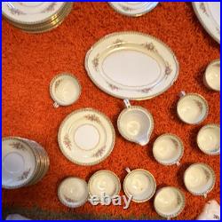 Noritake Occupied Japan Floral Gold Trim Porcelain Dinner Set Cups Plates