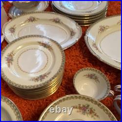 Noritake Occupied Japan Floral Gold Trim Porcelain Dinner Set Cups Plates