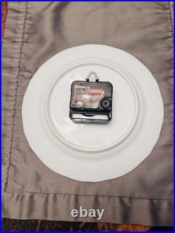 Noritake Plate Wall Clock, 8.25 Floral China with Gold Trim, Porcelain Timepiece