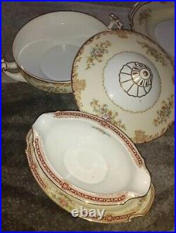 Noritake Porcelain China Mystery 175 Gold Rim Made In Occupied Japan large set
