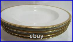 Okura Art China Japan Porcelain Rare GOLD ETCHING Four (4) Rim Soup Bowls VGC