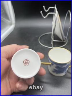 Okura Art China Vintage Blue Rose teacup and saucer set Okura Art China Vintage Blue Rose teacup and saucer set