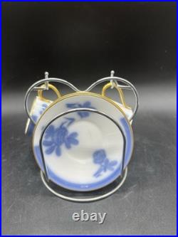 Okura Art China Vintage Blue Rose teacup and saucer set
