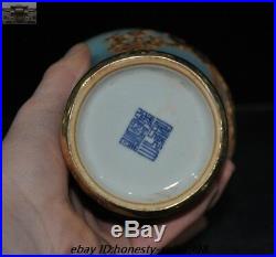 Old China Ru Kiln porcelain Glaze inlay Bronze 24K Gold zun pot jar bottle Vase