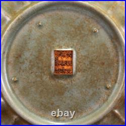 Old Chinese Gilt Gold Ru Kily Blue Glaze Porcelain Plate