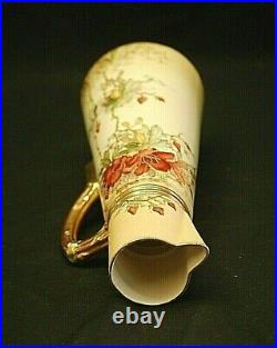 Old Vintage Porcelain Chocolate Pot w Rust Floral Designs Gold Gilt Trim 2144