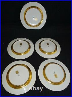 Osborne China Chicago USA Heinrich 5 Dinner Plates Gold Encrusted Signed Tags