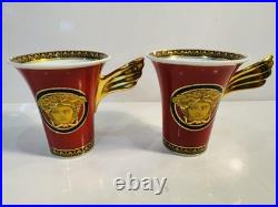 PAIR Rosenthal Versace Medusa Tall Coffee Cups & Saucers PERFECT! Retail $840