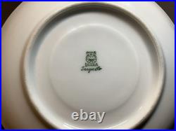 Pair Hand-Painted China Cups and Saucers PMR Gold Trimmed