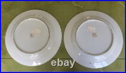 Pair Qianlong Chinese Porcelain Plates Cobalt Blue & Gold European Hunt Scene