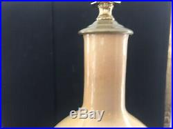 Pair VTG Golden Yellow Chinese Bottle Vase Porcelain Table Lamps