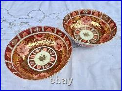Pair antique hand painted Chinese style porcelain bowls 1820s with GOLD