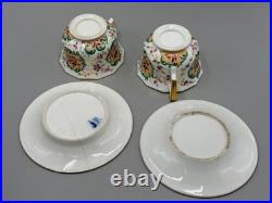 Pair of Antique 19th c. English Victorian Gilded Bone China Teacups & Saucers