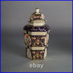 Pair of Antique Royal Crown Derby Porcelain Floral Decorated Lidded Urns c1890