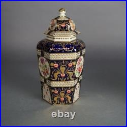 Pair of Antique Royal Crown Derby Porcelain Floral Decorated Lidded Urns c1890