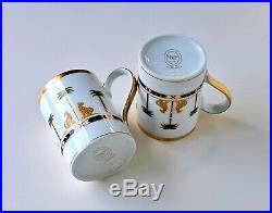 Pair of Christian Dior Casablanca Mug Cup, Fine China 24K Gold Trim Partial Set