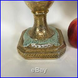 Pair of Le Mieux China 24k Gold Hand Painted Old Paris Porcelain Style Urns Vase