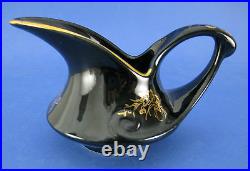 Pearl China Vintage Tea Set Pot Sugar Creamer Black Gold Mid Century Modern MCM
