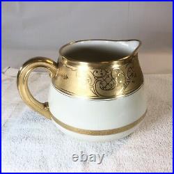 Pickard China Cider Pitcher Hand-Painted Gold Cream