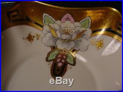 Pickard China Hand Painted Art Deco Dahlia Rubra 7D Fluted Corner Bowl Vobornik