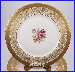 Pickard China Set of 12 Gorgeous Gold Gilded Hand Painted Floral Cabinet Plates