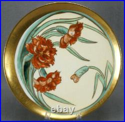 Pickard Hand Painted Red Carnations & Gold 8 3/4 inch Plate Circa 1903-1912
