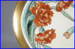 Pickard Hand Painted Red Carnations & Gold 8 3/4 inch Plate Circa 1903-1912