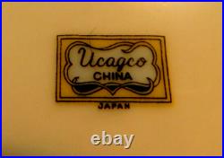 PlatesUcagco China Japan Old Rose Gold Trim Dinner 10 1/4 Vintage 1950's 8Pcs