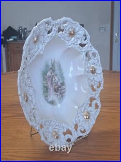 Porcelain China Antique Large Serving Centerpiece Reticulated Goddess Bowl