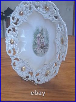 Porcelain China Antique Large Serving Centerpiece Reticulated Goddess Bowl