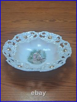 Porcelain China Antique Large Serving Centerpiece Reticulated Goddess Bowl