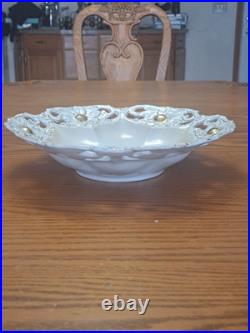 Porcelain China Antique Large Serving Centerpiece Reticulated Goddess Bowl