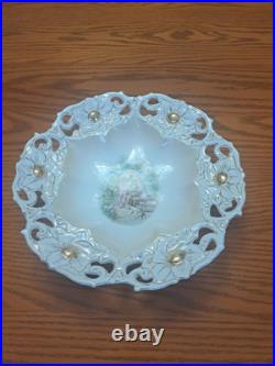 Porcelain China Antique Large Serving Centerpiece Reticulated Goddess Bowl