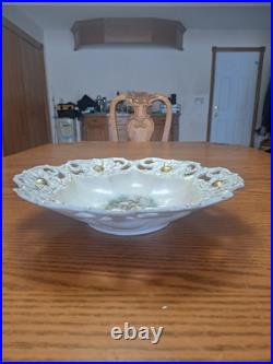 Porcelain China Antique Large Serving Centerpiece Reticulated Goddess Bowl