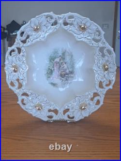 Porcelain China Antique Large Serving Centerpiece Reticulated Goddess Bowl