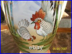 Porcelain I. E. & C Chine Vase Hand Painted & Gilted Gold Rooster Pattern