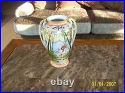 Porcelain I. E. & C Chine Vase Hand Painted & Gilted Gold Rooster Pattern